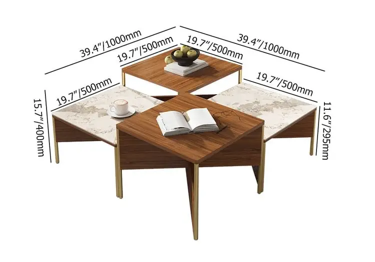 Crosby Premium Walnut & Stone Low Coffee Table – Modern Elegance for Sophisticated Living - Image 7