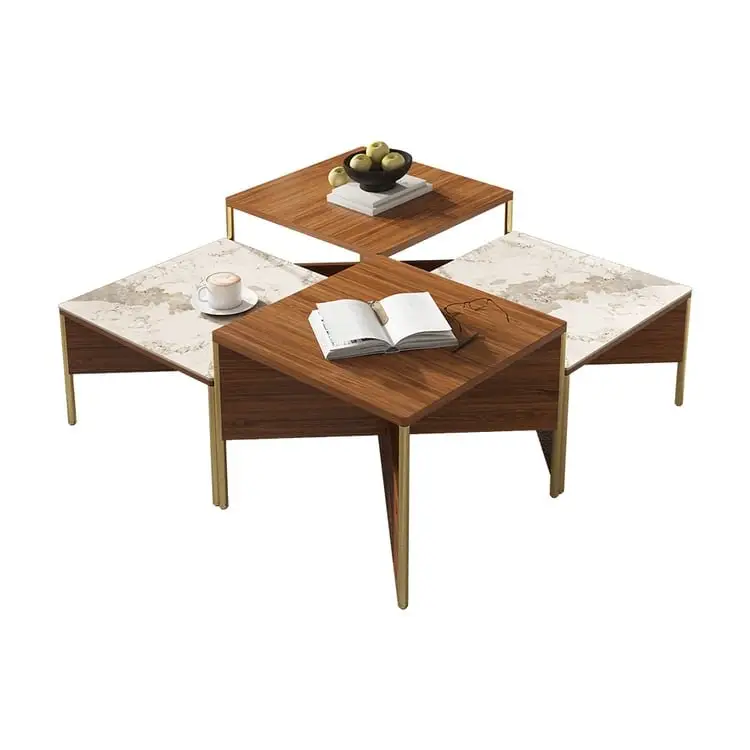 Crosby Premium Walnut & Stone Low Coffee Table – Modern Elegance for Sophisticated Living - Image 5