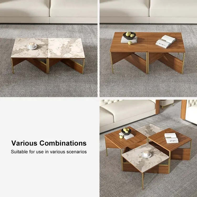 Crosby Premium Walnut & Stone Low Coffee Table – Modern Elegance for Sophisticated Living - Image 11