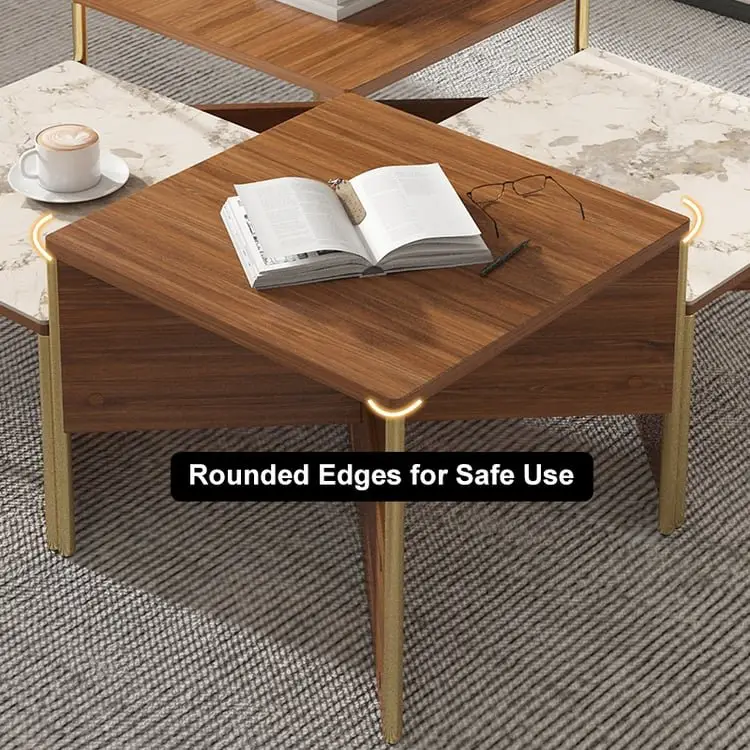 Crosby Premium Walnut & Stone Low Coffee Table – Modern Elegance for Sophisticated Living - Image 9