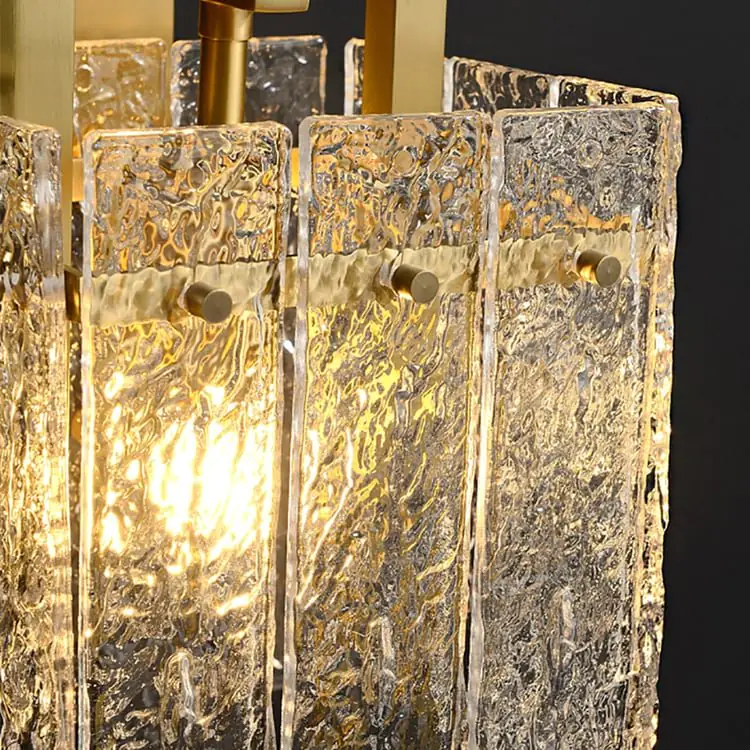Camphor Geometric Brass Wall Sconce with Water-Ripple Glass – Modern Luxury Lighting - Image 5