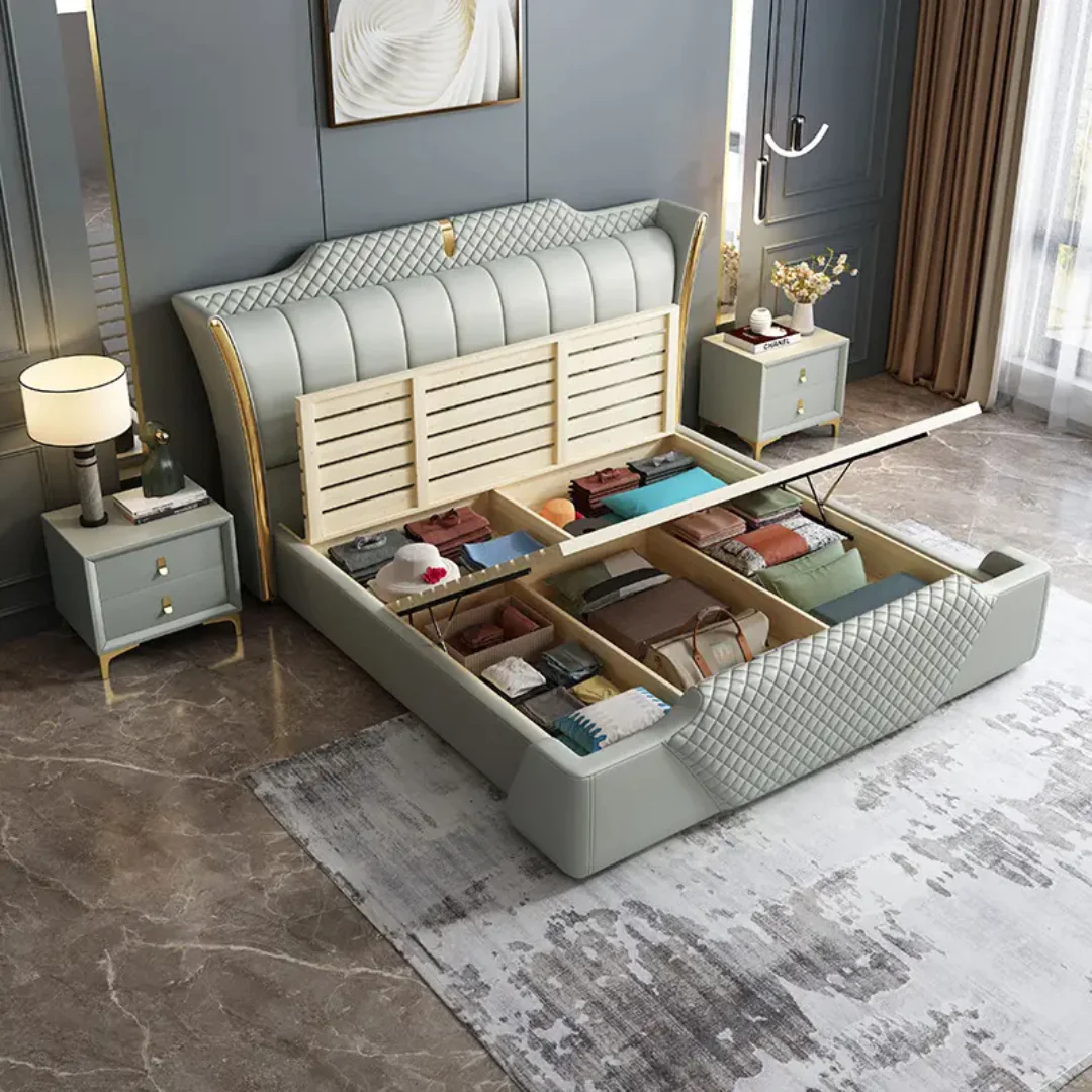 FlexEase Modern Italian Design Luxury Bed King Size Modern Leather Bed - Image 6