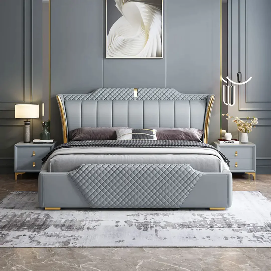 FlexEase Modern Italian Design Luxury Bed King Size Modern Leather Bed - Image 3