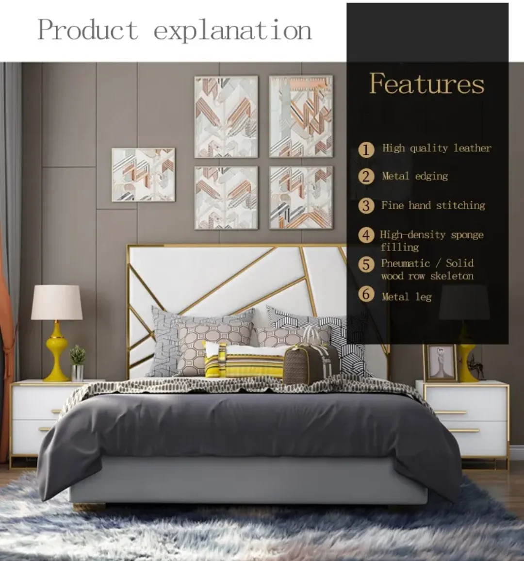 Cuyler Modern Italian Design Leather King Size Bed - Image 4