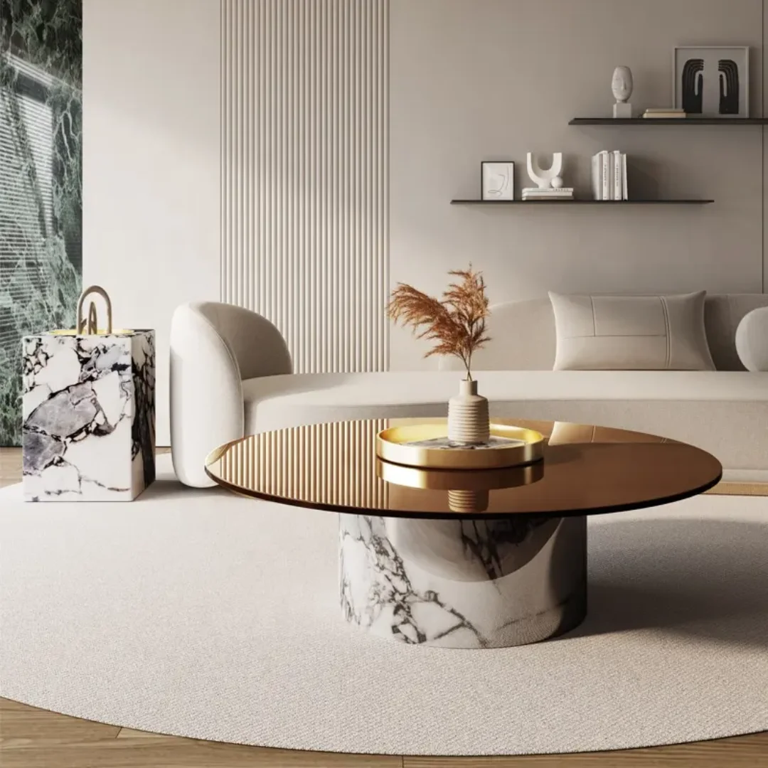 Epps Contemporary Round & Marble Coffee Table Set – Functional Elegance for Modern Living Spaces - Image 2