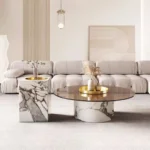 Epps Contemporary Round & Marble Coffee Table Set – Functional Elegance for Modern Living Spaces