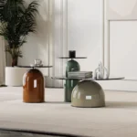 Italian Design Polished Stainless Steel Stone-Shaped Modern Designer Console Table