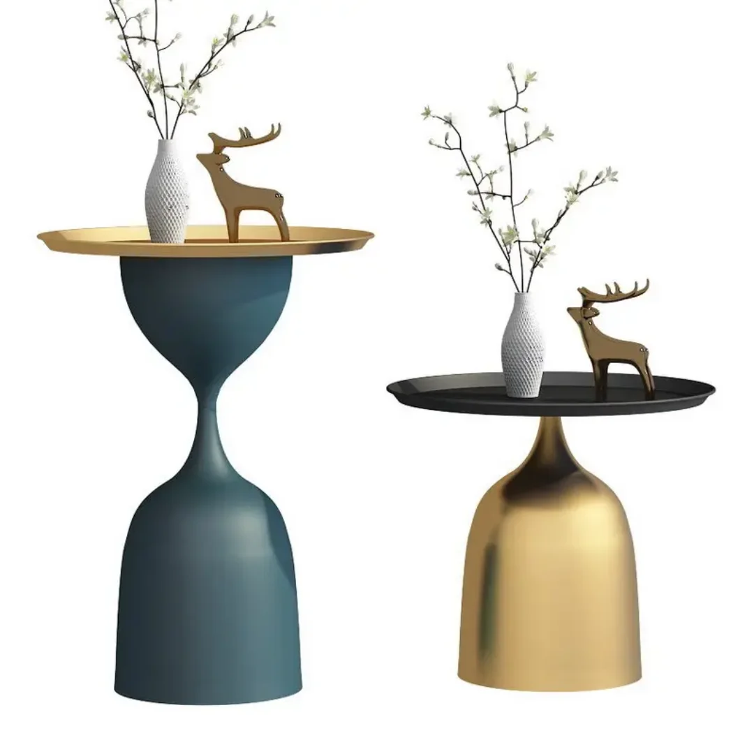 Apex Modern Round Black & Gold Metal End Table - Image 2