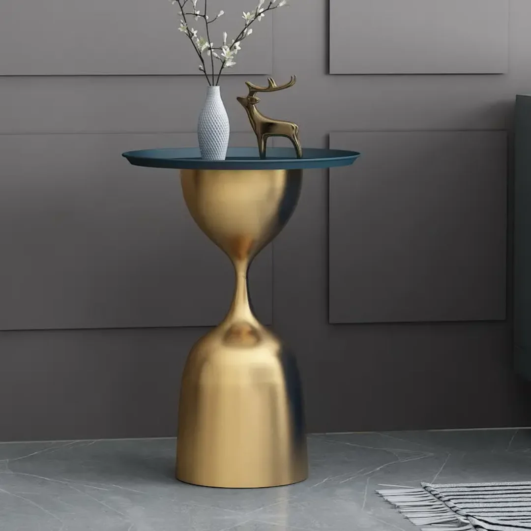 Apex Modern Round Black & Gold Metal End Table - Image 3