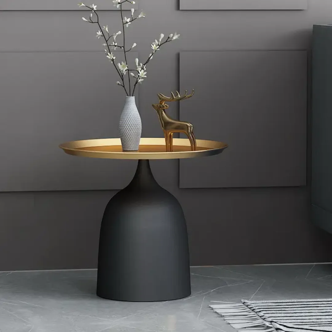 Apex Modern Round Black & Gold Metal End Table - Image 4