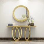 Ovaltz Console Table with Stainless Steel Legs and White Faux Marble Top - Image 3