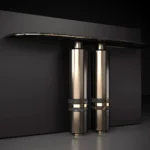 Brown Marble and Gold Base Console Table with French Designer Look - Image 2