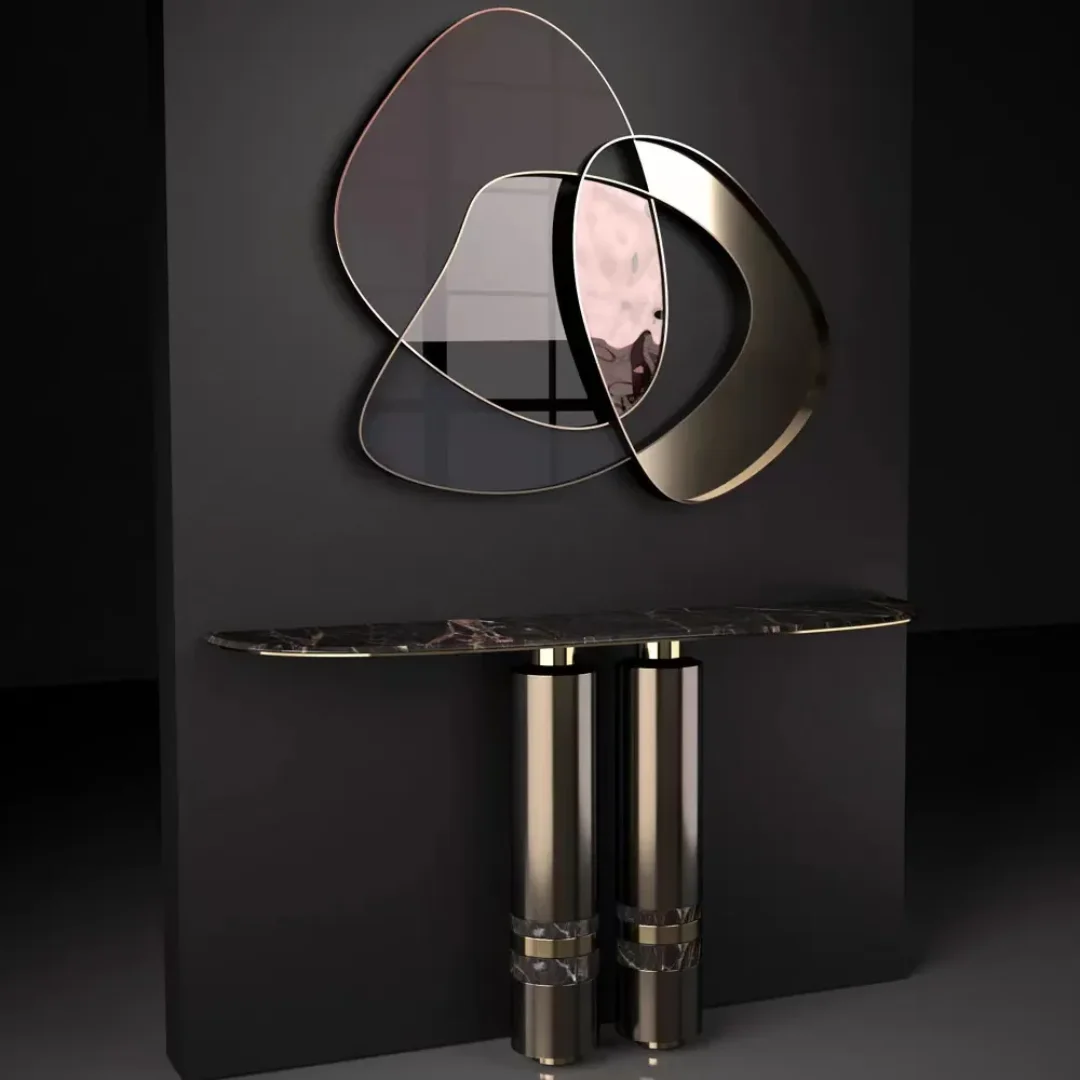 2025/05/1000169114.png Brown Marble and Gold Base Console Table with French Designer Look - Image 1
