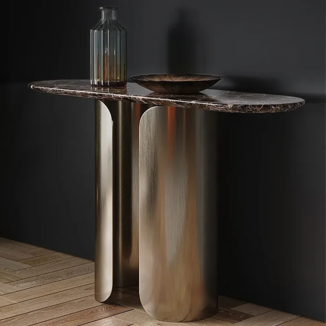 Venisa Stainless Steel Console Table with Marble Top - Modern Luxury for Your Home - Image 3
