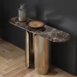 Venisa Stainless Steel Console Table with Marble Top - Modern Luxury for Your Home - Image 2
