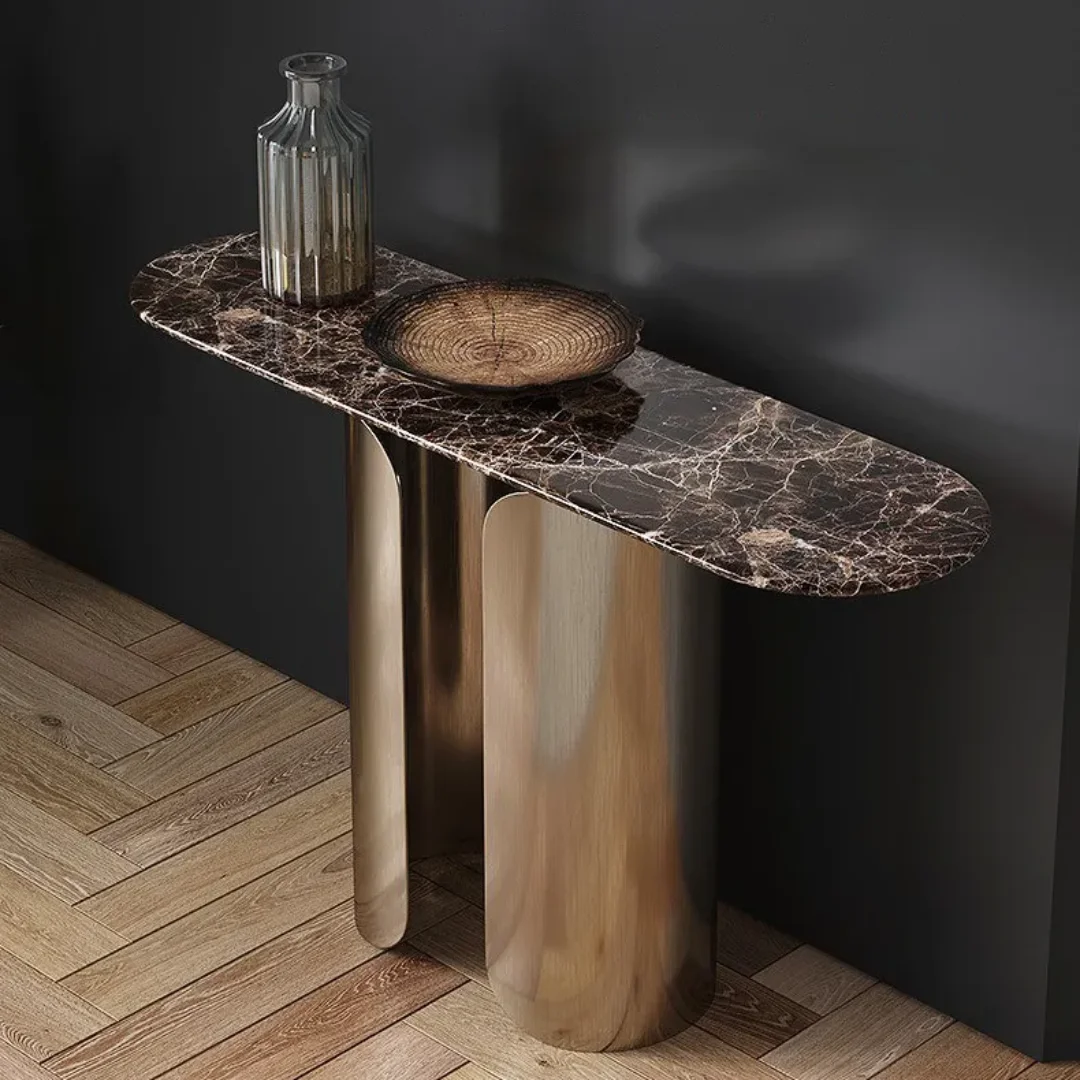 Venisa Stainless Steel Console Table with Marble Top - Modern Luxury for Your Home - Image 2