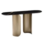 Venisa Stainless Steel Console Table with Marble Top - Modern Luxury for Your Home