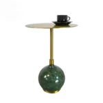 Emerald Modern Stainless steel Top Side Table In Green & Gold Colour (pair) - Image 4