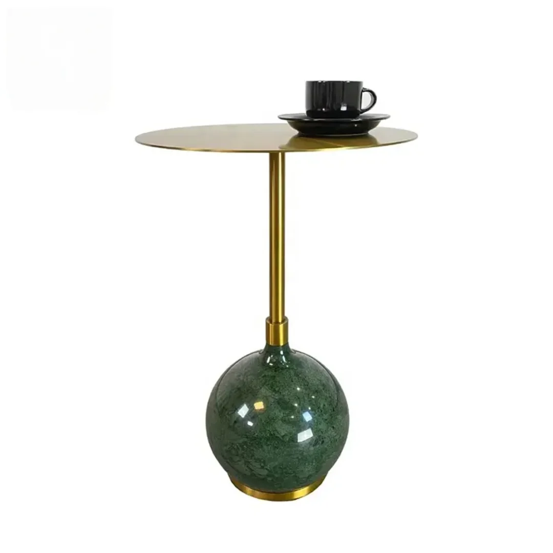 Emerald Modern Stainless steel Top Side Table In Green & Gold Colour (pair) - Image 4