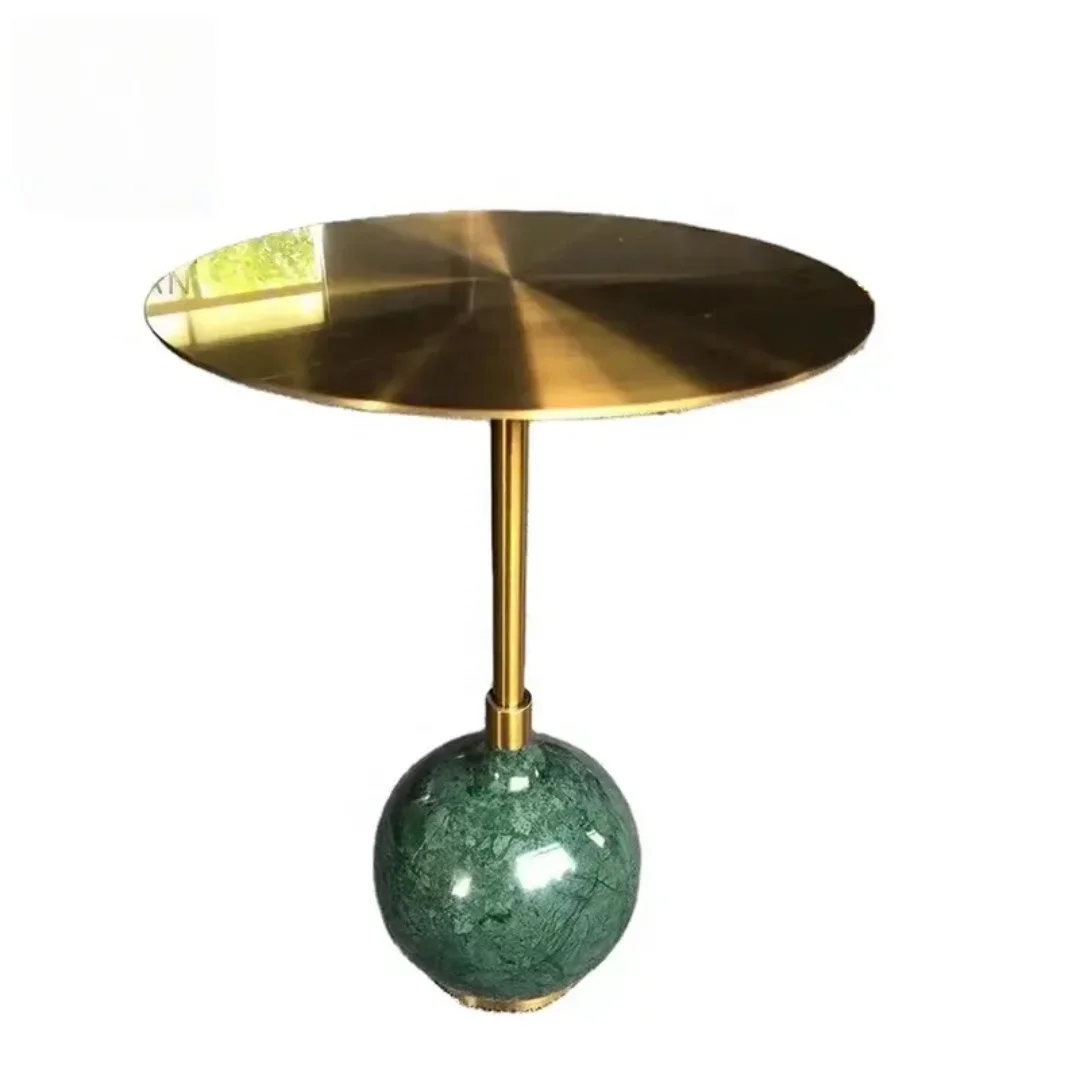 Emerald Modern Stainless steel Top Side Table In Green & Gold Colour (pair) - Image 5