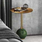 Emerald Modern Stainless steel Top Side Table In Green & Gold Colour (pair) - Image 3
