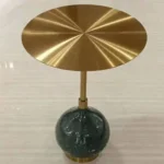 Emerald Modern Stainless steel Top Side Table In Green & Gold Colour (pair)