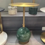 Emerald Modern Stainless steel Top Side Table In Green & Gold Colour (pair) - Image 2