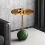 Emerald Modern Stainless steel Top Side Table In Green & Gold Colour (pair) - Image 6