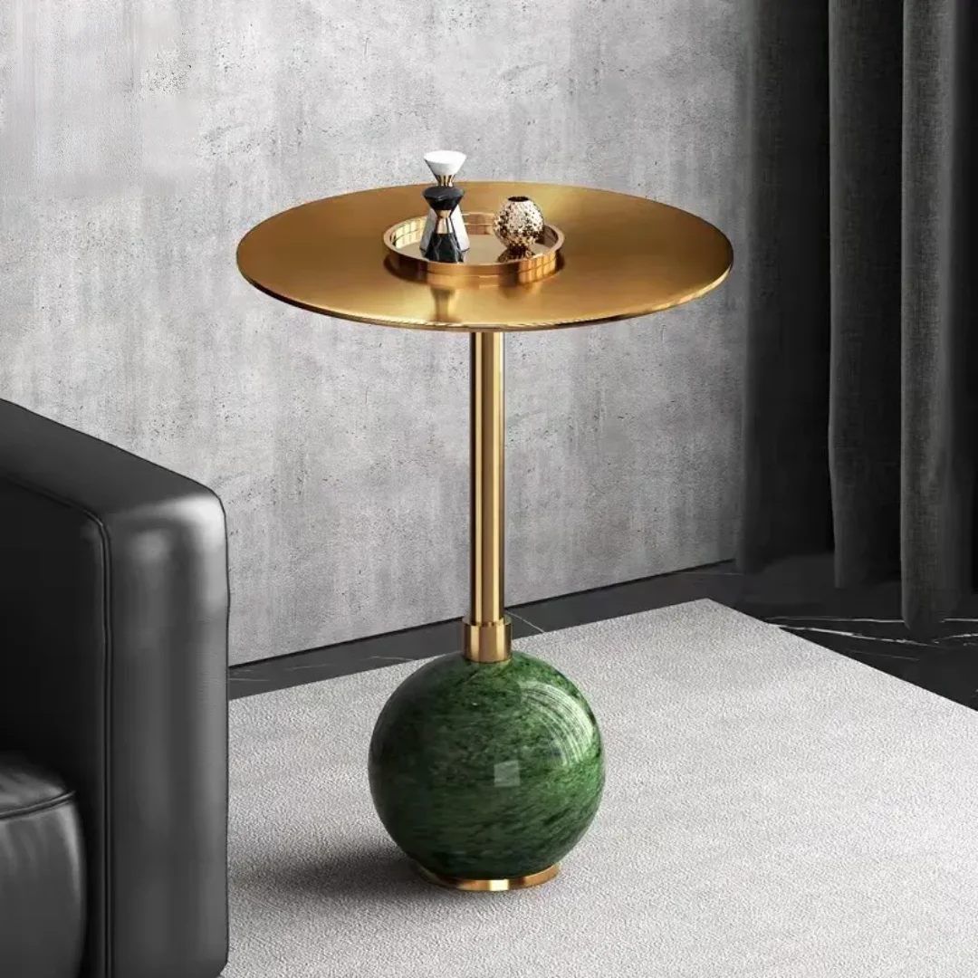 Emerald Modern Stainless steel Top Side Table In Green & Gold Colour (pair) - Image 6