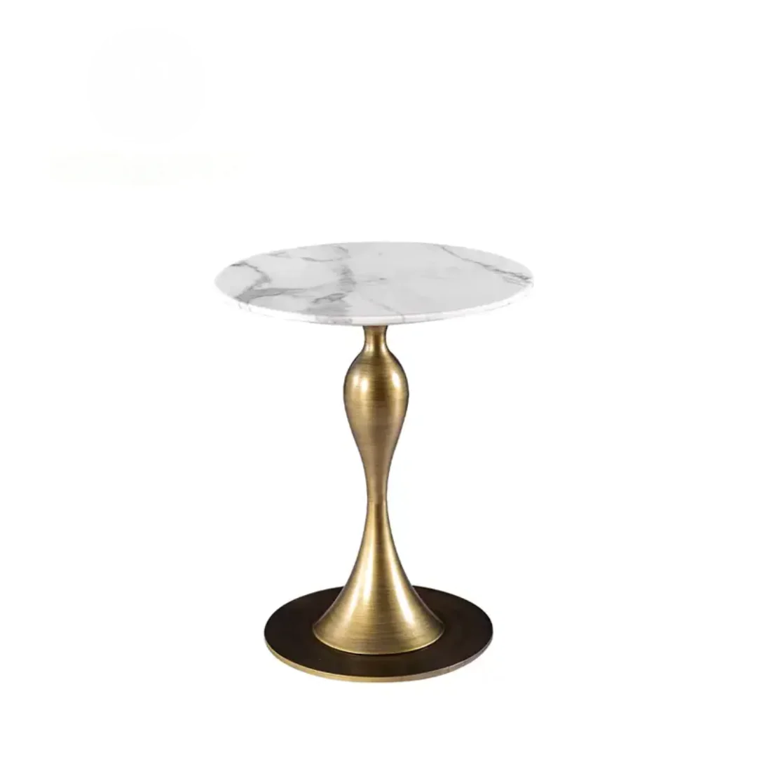 Universal White Sintered Stone Bedside Small End Table Stainless Steel - Image 6