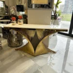 Black Marble and Gold Butterfly Console Table with French Designer Look! - Image 7