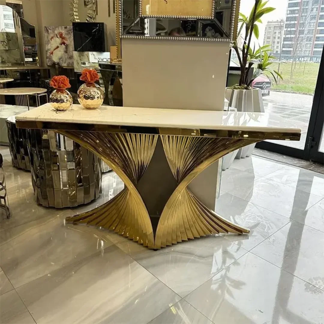 Black Marble and Gold Butterfly Console Table with French Designer Look! - Image 7