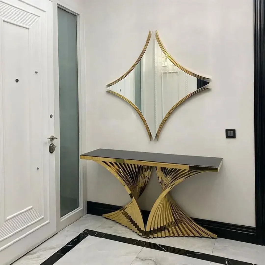 Black Marble and Gold Butterfly Console Table with French Designer Look! - Image 3