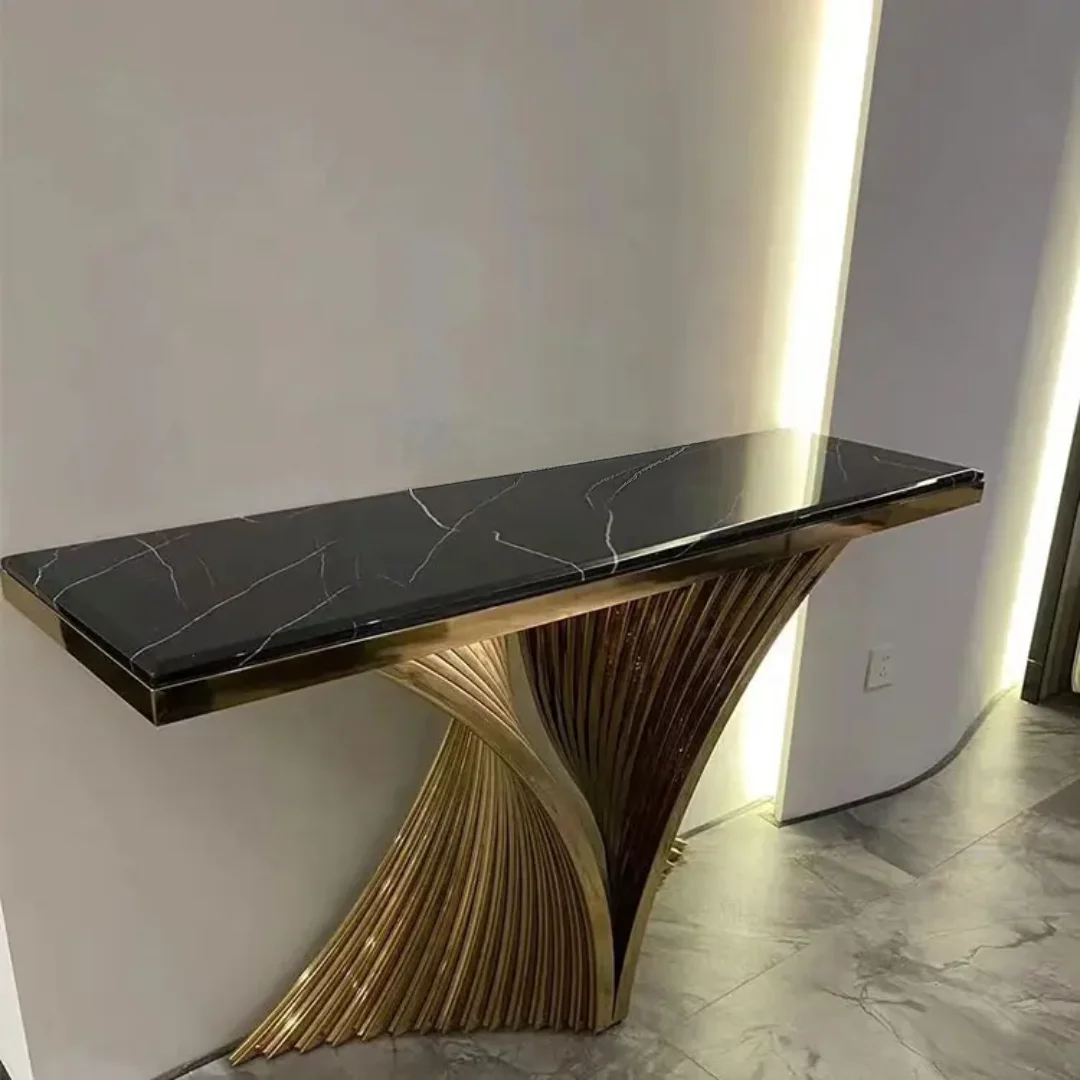Black Marble and Gold Butterfly Console Table with French Designer Look! - Image 4