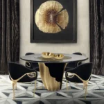 Modern luxury gold brass 3 legs dining chair velvet accent chair armchair - Image 8