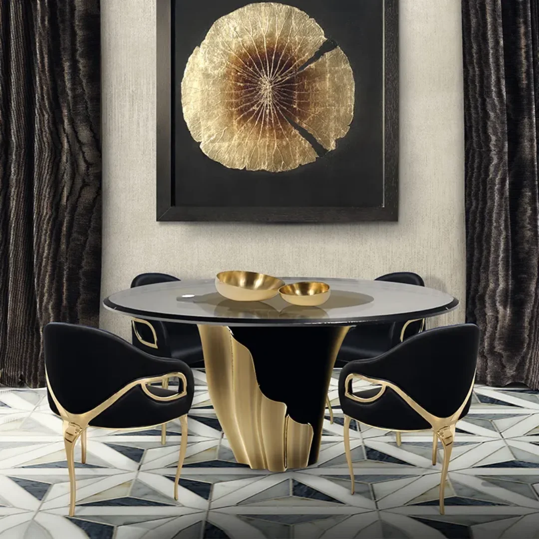 Modern luxury gold brass 3 legs dining chair velvet accent chair armchair - Image 8