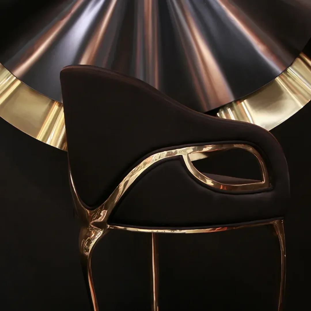 Modern luxury gold brass 3 legs dining chair velvet accent chair armchair - Image 2