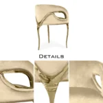 Modern luxury gold brass 3 legs dining chair velvet accent chair armchair - Image 7