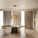 Modern luxury gold brass 3 legs dining chair velvet accent chair armchair - Image 9