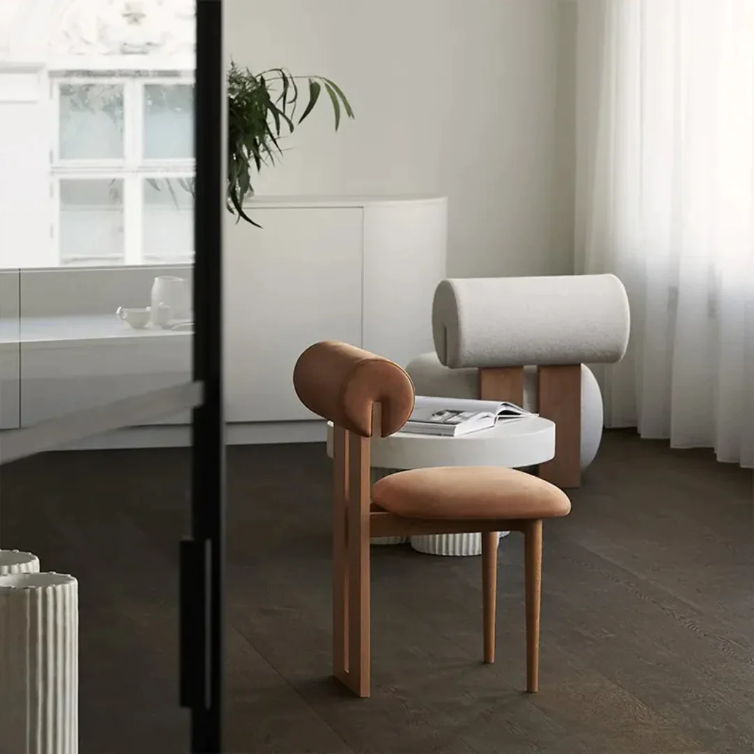 Retro Japandi design Western Restaurant Dining Chair - Image 11