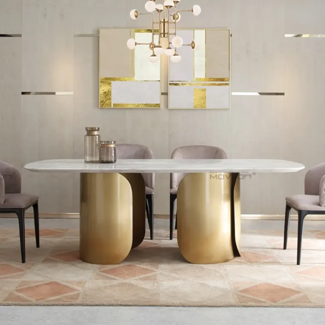 2025/05/1000170073.png Starlink Dining Table Stainless Steel Golden Leg + Natural Marble Top Table - Image 1