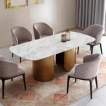 Starlink Dining Table Stainless Steel Golden Leg + Natural Marble Top Table - Image 5