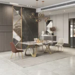 Crisscross Modern Natural Stone Top Dining Table