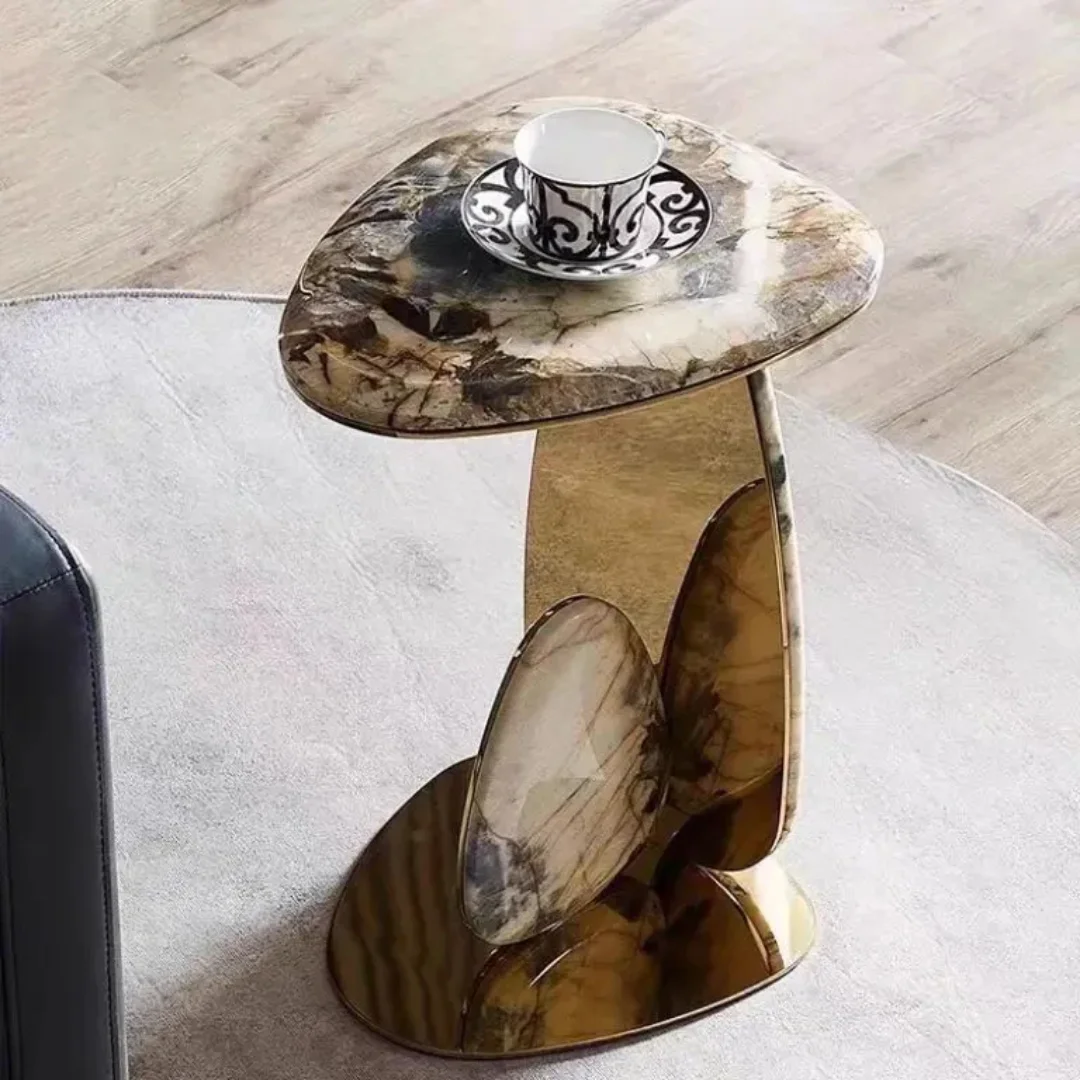 2025/05/1000171572.png Kingsway Side Table Stainless Steel Leg With Faux Marble - Image 1