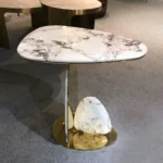 Kingsway Side Table Stainless Steel Leg With Faux Marble - Image 8
