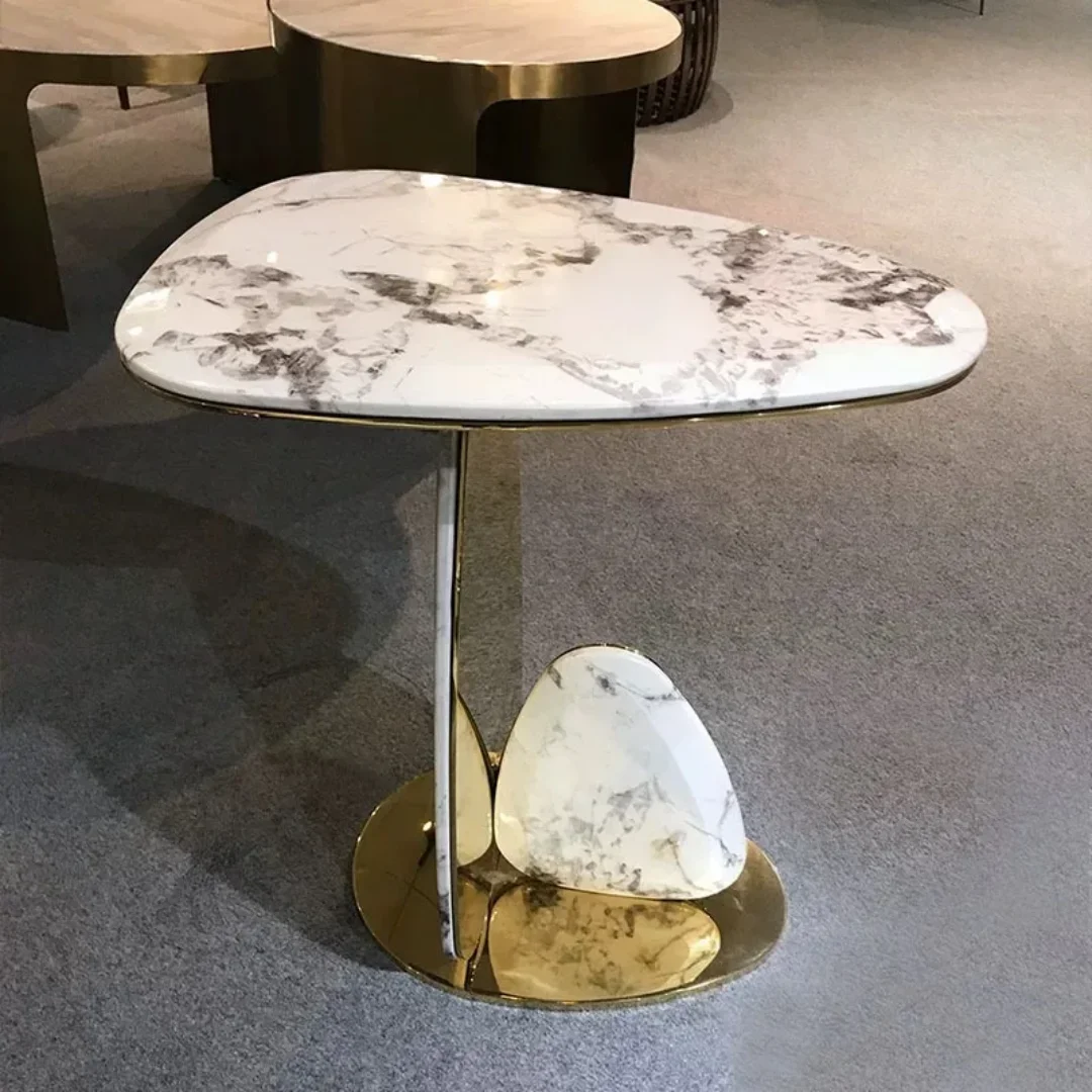 Kingsway Side Table Stainless Steel Leg With Faux Marble - Image 8