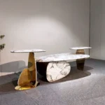 Kingsway Side Table Stainless Steel Leg With Faux Marble - Image 7