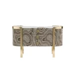Tamagawa Luxury Modern Gold Metal Legs Marble Top Console Table - Image 4
