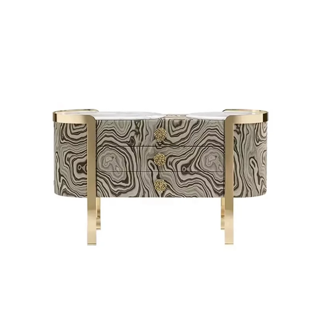 Tamagawa Luxury Modern Gold Metal Legs Marble Top Console Table - Image 4
