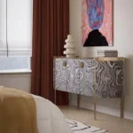 Tamagawa Luxury Modern Gold Metal Legs Marble Top Console Table - Image 6
